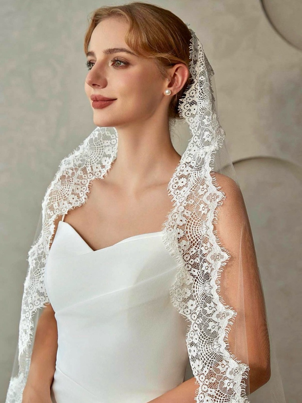 Lace-Edged White Bridal Veil - Romantic Chapel Length